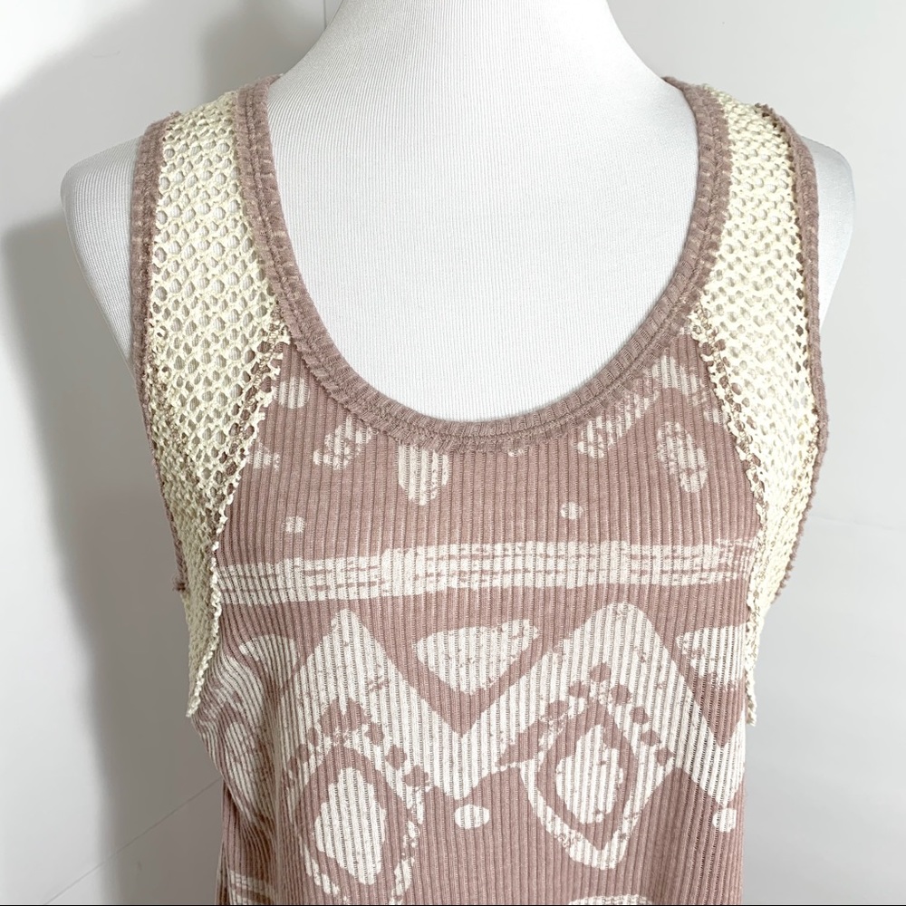 SOLD-Free People Crochet & Ribbed Geo Tank Top - Picture 4 of 8